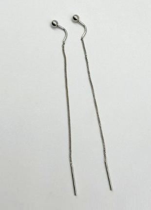 Срібні сережки протяжки родовані мінімалістичні