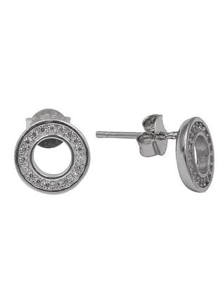 Серьги из серебра с фианитами геометрия