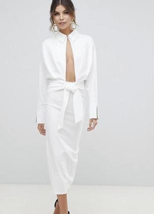 Стильное белое платье миди asos disign