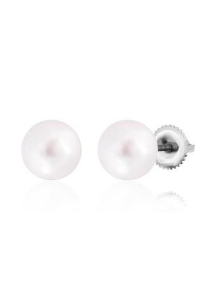 Серебряные серьги пусеты жемчужинки
