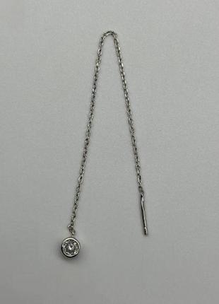 Срібні сережки протяжки з фіанітами