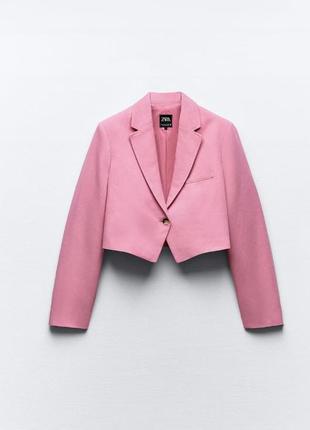 Укороченный розовый пиджак zara