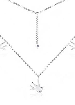 Срібне кольє родоване, розмір 42 см x 0,1 см, вага: 2.5 г