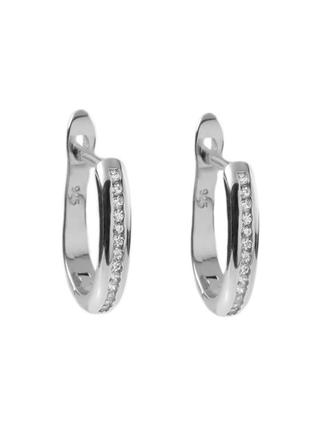 Серебряные сережки с родием и фианитами