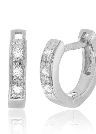 Серебряные серьги конго классические с фианитами