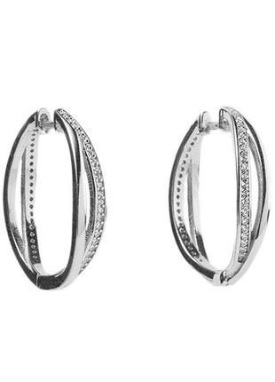 Серебряные серьги покрытые родием с фианитами