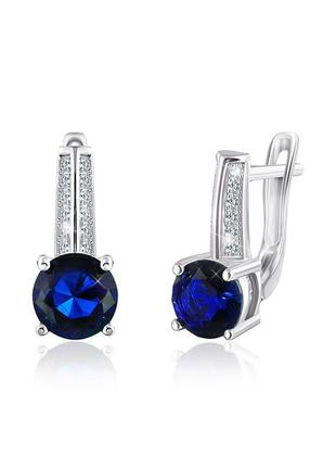 Серебряные серьги з білим і синім фіанітами