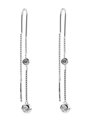 Срібні сережки покриті родієм зі вставкою swarovski zirconia