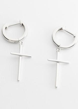 Сережки конго зі срібла з хрестами
