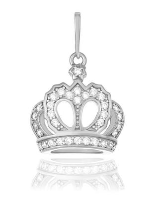 Серебряный подвес с фианитами "корона"