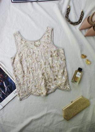 Роскошная брендовая блуза топ вышивка украшена люкс от miss selfridge
