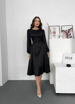 Женское черное шелковое платье 42-44, 46-48