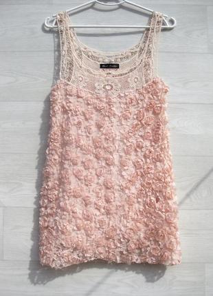 Красивая персиковая нежная блуза италия с розочками