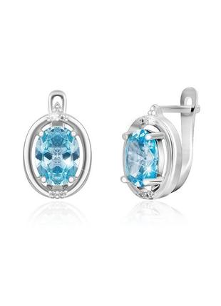 Серебряные серьги с голубыми фианитами