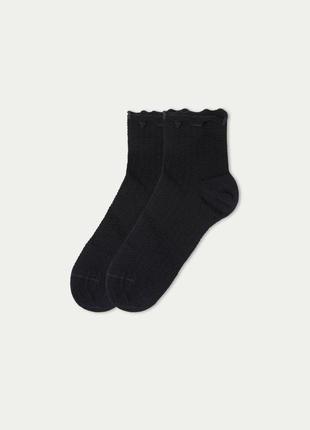 Бавовняні шкарпетки з текстурованим візерунком tezenis чорні не високі трендові носки