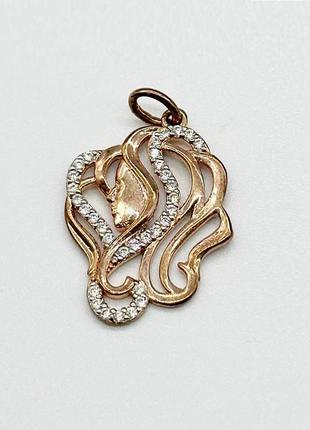 Серебряная подвеска "дева" 875 с фианитами
