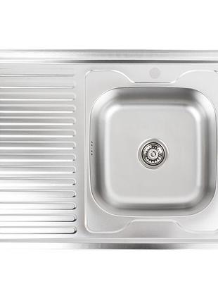 Кухонна мийка з нержавіючої сталі platinum 8060 r декор (0,7/160 мм)