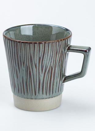 Чашка керамическая для чая и кофе 300 мл в стиле ретро зеленая