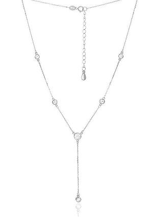 Серебряное колье с фианитами, якорь+декор (кл2ф/822), размер 41 см x 0,1 см, вес: 4.3 г