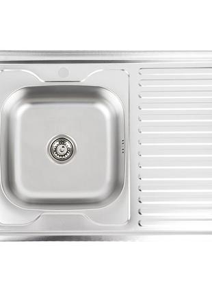 Кухонна мийка з нержавіючої сталі platinum 8060 l декор (0,7/160 мм)