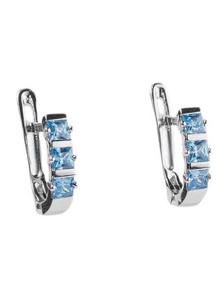 Серебряные серьги покрытые родием с фианитами