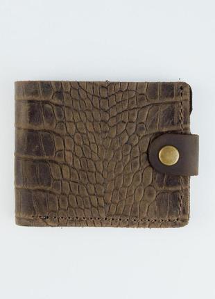 Класичний гаманець skill із натуральної шкіри crazy horse тиснення крокодил sh116 (темно-коричневий)