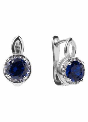 Серебряные серьги покрытые родием с фианитами