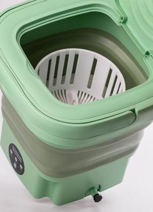 Стиральная машина портативная складная 8 л 80°с полуавтоматическая мини пралка ультразвуковая зелёный