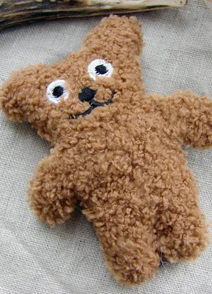 Пін плюшевий ведмедик текстильна м'яка коричнева брошка з ведмедиком