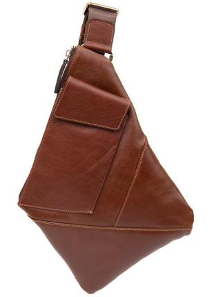 Стильная кожаная мужская сумка через плечо grande pelle 11358 коричневый