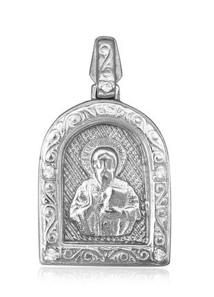 Срібний підвіс з фіанітами "ікона святого миколая чудотворця"