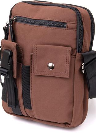 Універсальна текстильна чоловіча сумка на два відділення vintage 20661 коричнева