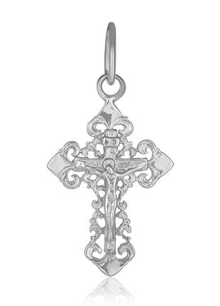 Срібна підвіска хрестик родований декоративний