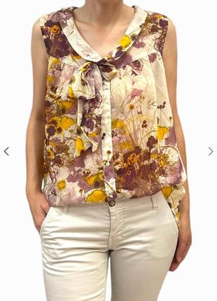 Брендовая красивая шифоновая блуза топ h&m цветы этикетка