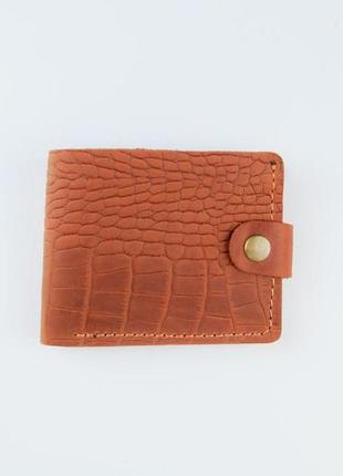 Класичний гаманець із натуральної шкіри crazy horse тиснення крокодил sh018 (світло-коричневий)