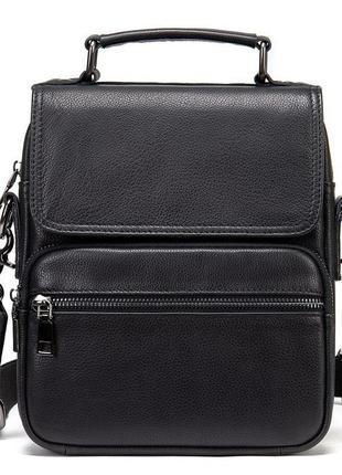 Вертикальная мужская сумка в мягкой коже vintage 20367 черная