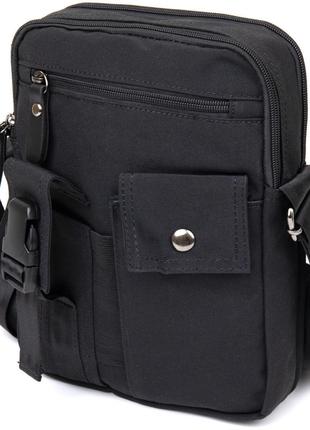 Універсальна текстильна чоловіча сумка на два відділення vintage 20660 чорна