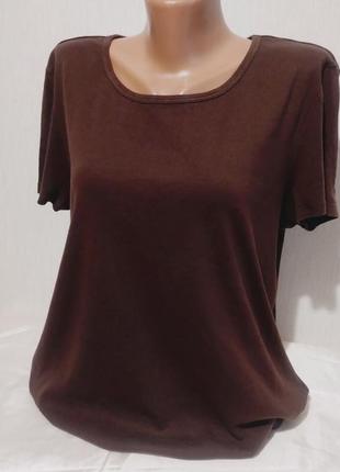 Футболка жіноча в рубчик, футболка шоколадного кольору, футболка батал