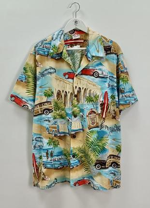 Винтажная оверсайз гавайка летняя рубашка