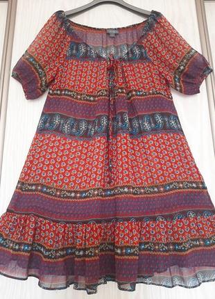Легкое шифоновое платье туника р.л (m-l-xl)