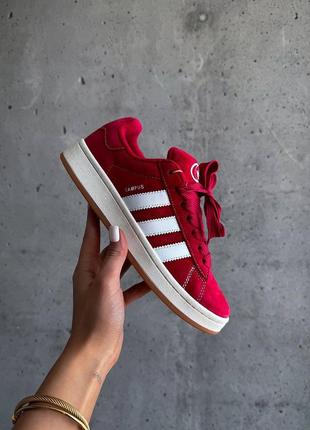 Шикарные женские кроссовки adidas campus 00s scarlet red white красные