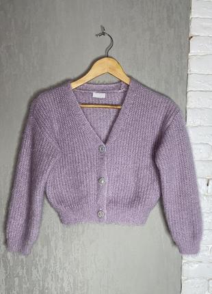 Пушистый свитер мохнатый кардиган с люрексом на девочку 9роков girlswear