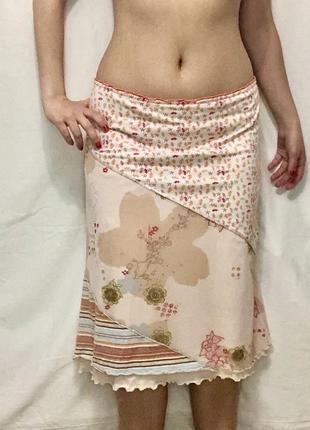 Винтажная юбка-миди в цветочный принт y2k