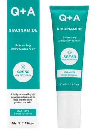 Балансирующий солнцезащитный крем для лица q+a niacinamide balancing daily sunscreen 50 мл