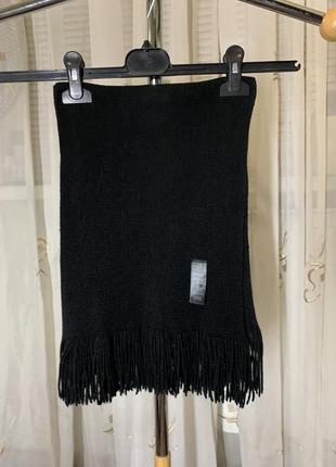 Marks&spencer чорний шарф з бахромою