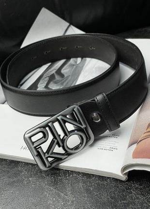 🔥 pinko text leather belt black/silver  ki66106 115 x 3.6 cм