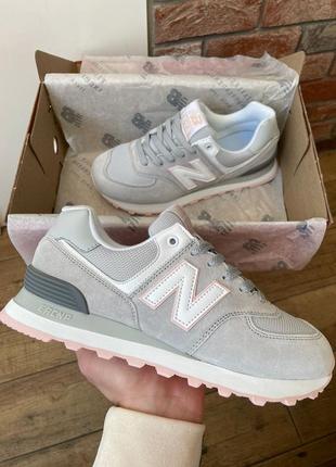 Женские кроссовки нью беланс 574 серые / Meias New Balance Run Lightweight Crew preto azul branco 3 pares grey