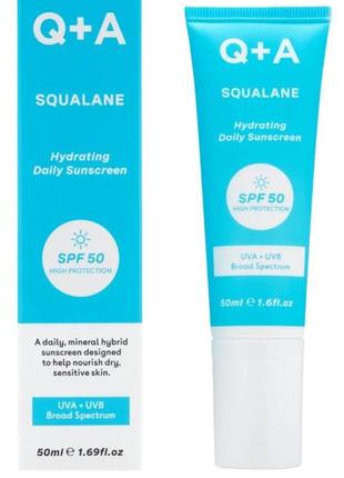 Зволожуючий сонцезахисний крем для обличчя q+a squalane hydrating daily sunscreen 50 мл