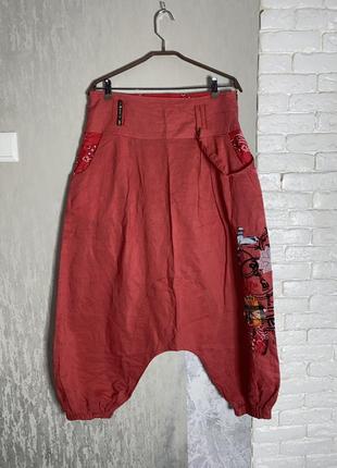 Дизайнерские льняные брюки - юбка аладины шаровары в стиле rundholz, oska desigual, l-xl