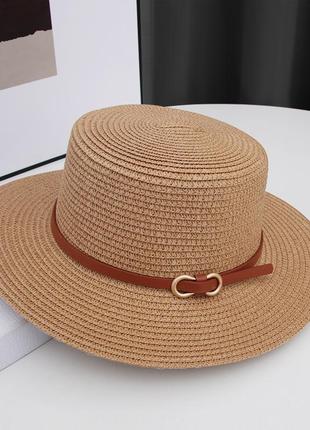 13-127 жіночий капелюх канотьє з широкими полями женская летняя шляпа канотье шляпка
